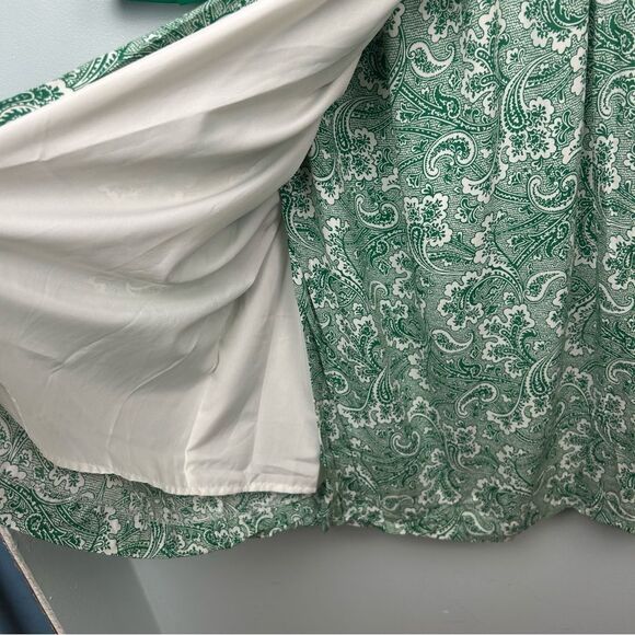 Boden Dolly Day Dress Green Paisley Lined 3/4 Sleeves Gathered Waist Faux Wrap 4 - Picture 15 of 16